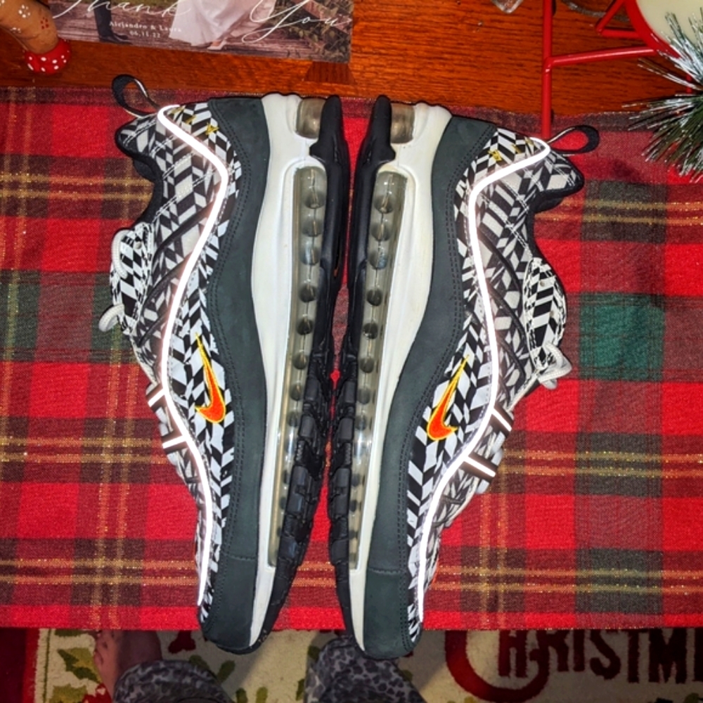 Nike Air Max 98 "All Over Print" Black/White Sneakers Men's 11.5